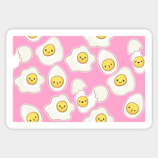 Happy Kawaii Eggs on Pink Sticker